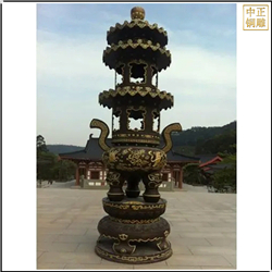 鑄銅關(guān)公 圓形雙層銅香爐