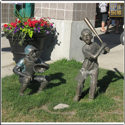 鑄銅關(guān)公 小孩打棒球人物銅雕塑