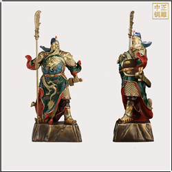 彩繪站像關公銅雕塑 彩繪站像關公銅雕塑