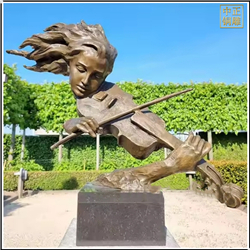 鑄銅關(guān)公 少女拉小提琴抽象雕塑