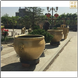 鑄銅關(guān)公 園林銅缸擺件定制