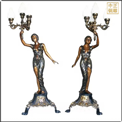 鑄銅關公 大型室外花園舉燈人物銅雕塑