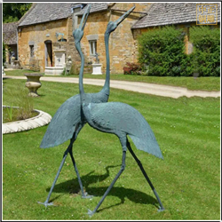 鑄銅關公 草坪仙鶴銅雕塑