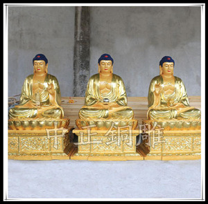 銅三世佛雕塑 銅三世佛雕塑